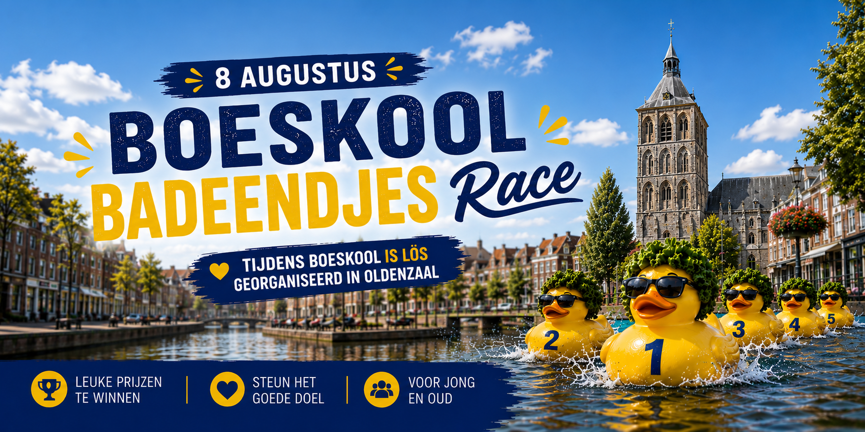 Boeskool Badeendjes Race - 8 Augustus 2026 - Tijdens Boeskool is Lös in Oldenzaal
